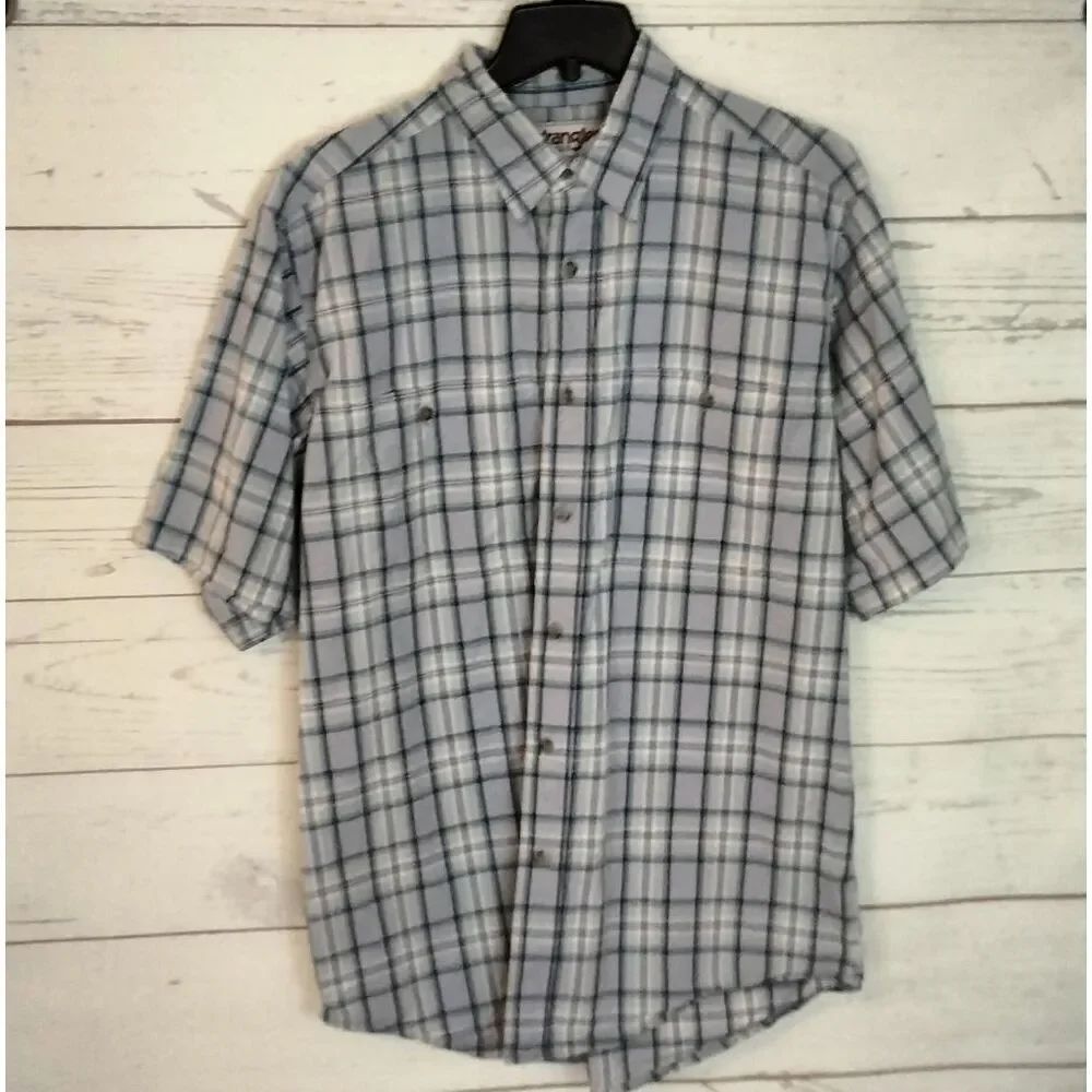 Wrangler Men's Gray/Purple Plaid Button Down Shirt